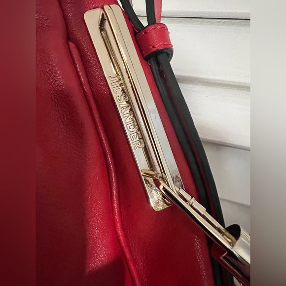 ⛱️ Jil Sander Red Leather Women's Bag A++ Condition - Picture 8 of 12